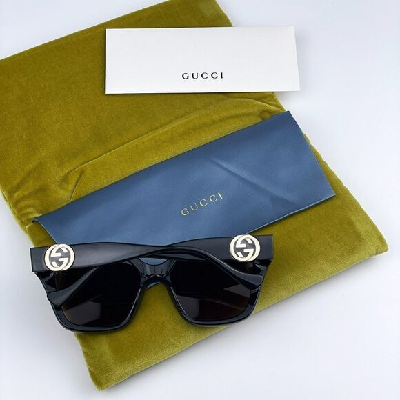 NEW Gucci GG1023S 005 Black Brown Square Chain Women Sunglasses main image 4